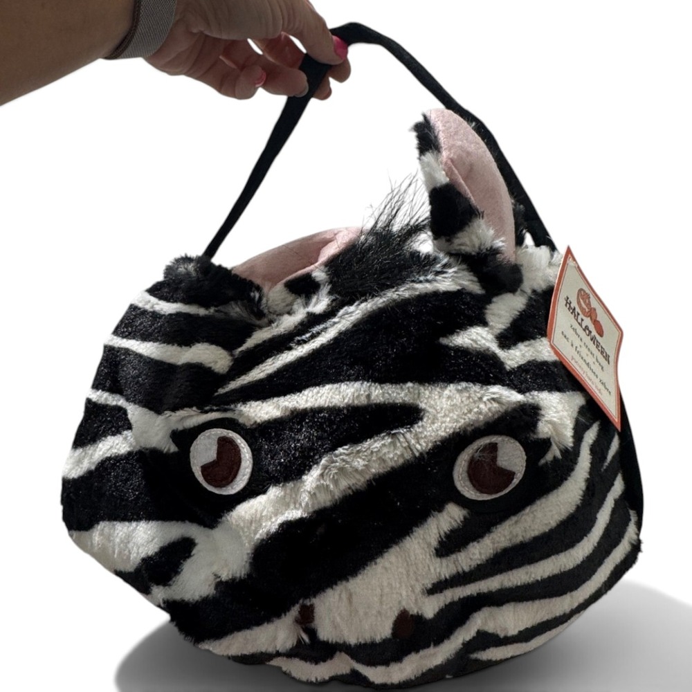 Pottery Barn Kids Treat Bag Halloween Zebra Plush Striped Costume Size OS